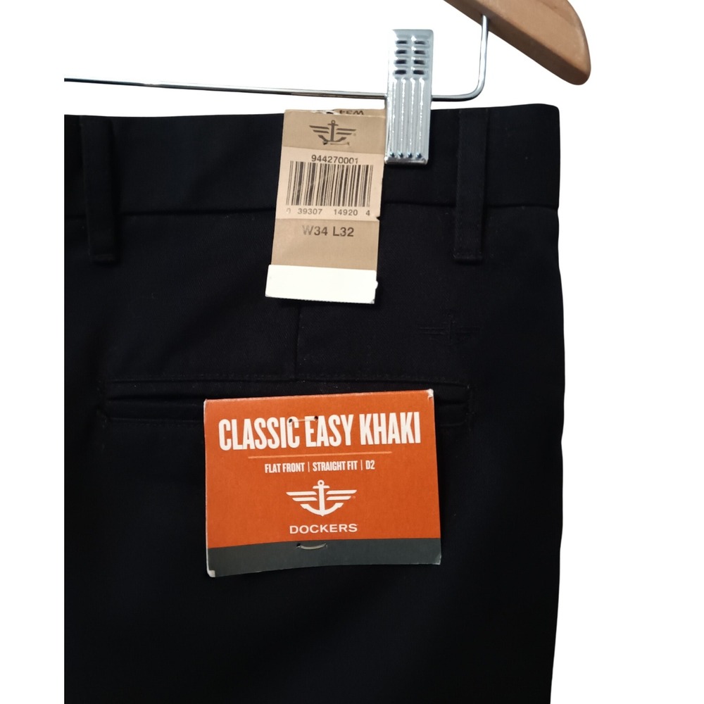 Dockers Mens Classic Easy Khaki Pants W34 L32 Straight Fit D2 Flat Front NWT - Picture 3 of 5